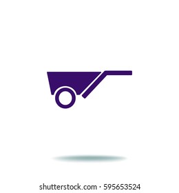 Flat icon. Wheelbarrow.