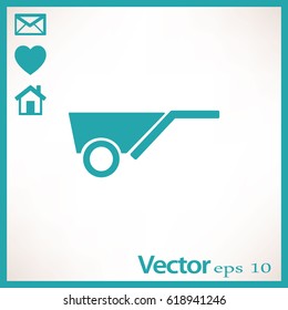 Flat icon. Wheelbarrow.
