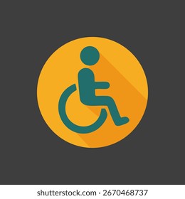 Flat Icon of Wheelchair – Accessibility and Disability Support Symbol