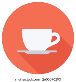 Flat icon of a white coffee cup, simple and stylish design.