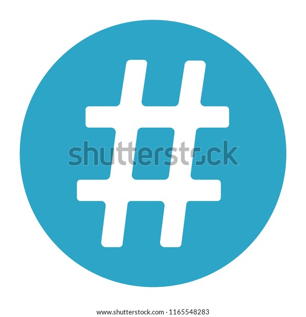 Flat Icon White Hashtag Blue Circle Stock Vector (Royalty Free) 1165548283