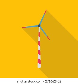 Flat icon of wind power plant. Ecology energy - vector.