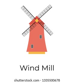 Flat icon of wind turbine 