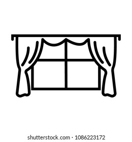 Flat icon window with curtains