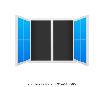 Flat icon with window open on white background for web design