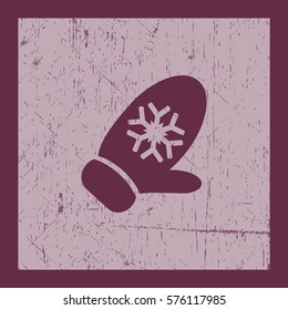 Flat icon. Winter mitten with snowflakes.