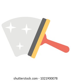 
Flat icon of a wiper cleaning a window 
