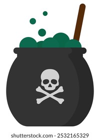 Flat icon of witch's potion cauldron isolated on white background.