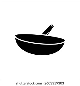 Flat Icon Wok for Stir-Frying and Asian Cuisine High Quality and Editable Vector Illustration For Kitchen Set Tool Design Theme