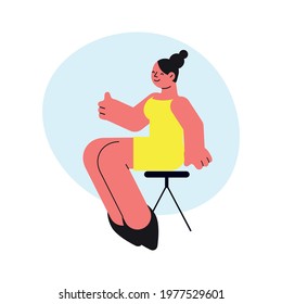 Flat icon with woman character showing thumb up gesture vector illustration