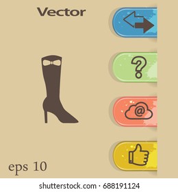 Flat icon. Women's boots