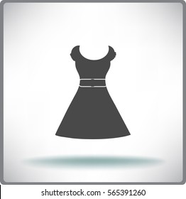 Flat icon. Women's dress.