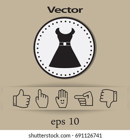 Flat icon. Women's dress.