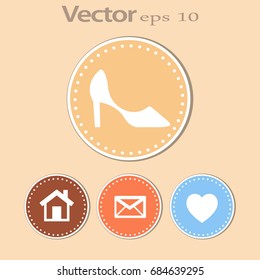 Flat icon. Women's high heel shoe.