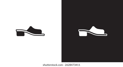 Flat icon of women's shoes. Sandals shoes vector illustration icon. Fashion icon on black and transparent background. Fashion icon.