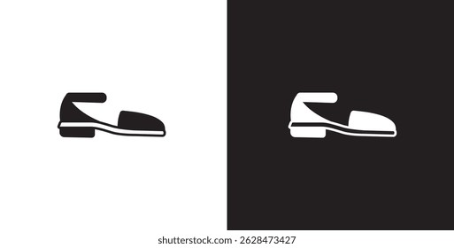 Flat icon of women's shoes. Sandals shoes vector illustration icon. Fashion icon on black and transparent background. Fashion icon.