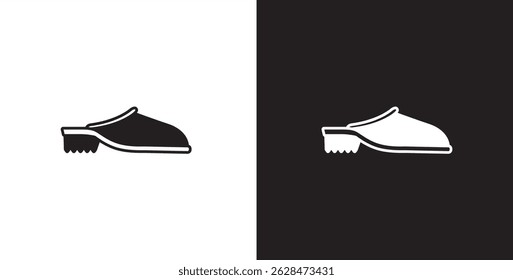 Flat icon of women's shoes. Sandals shoes vector illustration icon. Fashion icon on black and transparent background. Fashion icon.