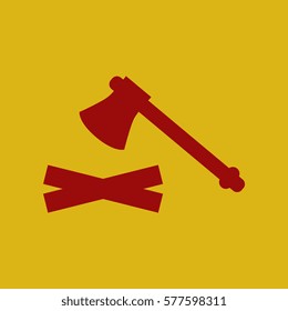flat icon wood and an ax