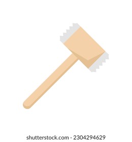 Flat icon wooden hammer for meat isolated on white background. Vector illustration.