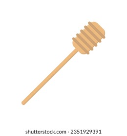 Flat icon wooden honey spoon isolated on white background. Vector illustration.