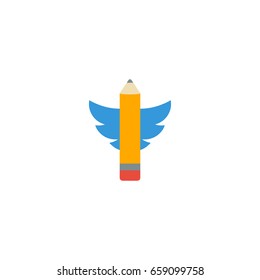 Flat Icon Writing Element. Vector Illustration Of Flat Icon Wings Isolated On Clean Background. Can Be Used As Wings, Writing And Pencil Symbols.