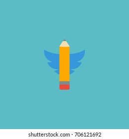 Flat Icon Writing Element. Vector Illustration Of Flat Icon Wings Isolated On Clean Background. Can Be Used As Wings, Writing And Pencil Symbols.