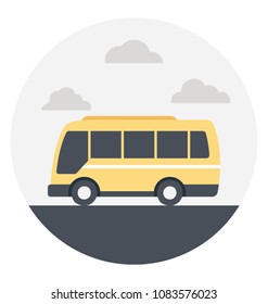 
Flat icon of a yellow minibus 
