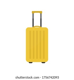 Maleta amarilla de icono plano aislada en fondo blanco. Ilustración vectorial.