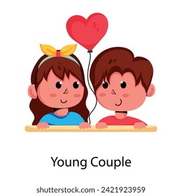 A flat icon of young couple  