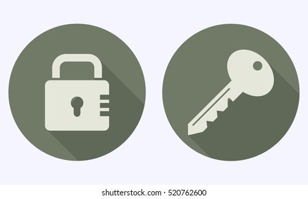 Flat icon,lock and key, vector