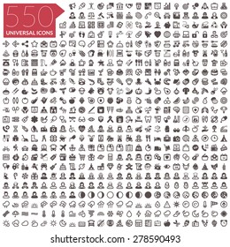 Flat icons. 550 universal icons