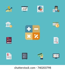 Flat Icons Act, Card, Book And Other Vector Elements. Set Of Registration Flat Icons Symbols Also Includes Software, Card, Booker Objects.
