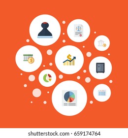 Flat Icons Act, Deadline, Safe And Other Vector Elements. Set Of Accounting Flat Icons Symbols Also Includes Deposit, Rule, Stock Objects.