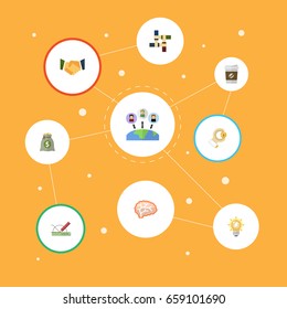 Flat Icons Agreement, Break, Design And Other Vector Elements. Set Of Idea Flat Icons Symbols Also Includes Meeting, Administration, Thinking Objects.