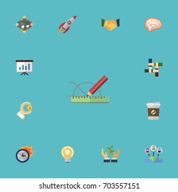 Flat Icons Agreement, Support, Design And Other Vector Elements. Set Of Idea Flat Icons Symbols Also Includes Development, Coffee, Presentation Objects.