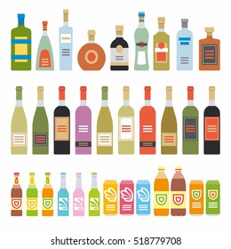 Flat Icons Alcoholic Beverages