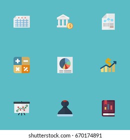 Flat Icons Algebra, Paper, Sheet And Other Vector Elements. Set Of Recording Flat Icons Symbols Also Includes Increase, Algebra, Model Objects.