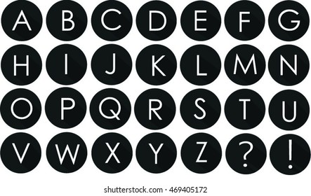 flat icons "alphabet" in long shadow style black