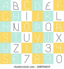 Flat icons alphabet set. Vector.