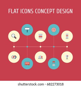 Flat Icons Application, Advertising, Market And Other Vector Elements. Set Of Marketing Flat Icons Symbols Also Includes Audience, Campaign, Stand Objects.