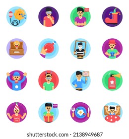 Flat Icons of April Fool’s Day Celebrations

