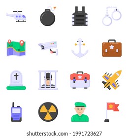 Iconos planos de las fuerzas armadas