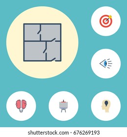 Flat Icons Arrow, Scheme, Eye And Other Vector Elements. Set Of Original Flat Icons Symbols Also Includes Target, Concept, Draw Objects.