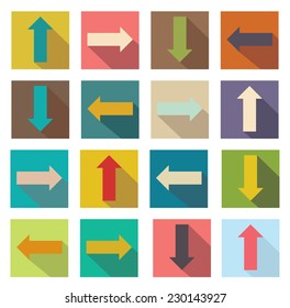 Flat icons of arrows. vector illustration of web design elements.