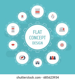 Flat Icons Audience, Television, Building And Other Vector Elements. Set Of Advertising Flat Icons Symbols Also Includes Advertising Agency, People, Email Objects.