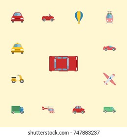 Flat Icons Automobile, Lorry, Scooter And Other Vector Elements. Set Of Vehicle Flat Icons Symbols Also Includes Vehicle, Moped, Streetcar Objects.