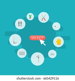 Flat Icons Axe, Plant, Cutter And Other Vector Elements. Set Of Agriculture Flat Icons Symbols Also Includes Instruments, Scissors, Secateurs Objects.
