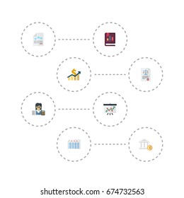 Flat Icons Bank, Sheet, Tactics And Other Vector Elements. Set Of Recording Flat Icons Symbols Also Includes File, Dollar, Sheet Objects.