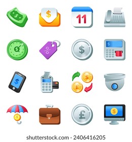 Flat Icons of Banking and Finance
