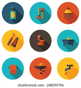 flat icons bathroom in vector format